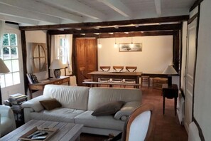 Smart TV, chimenea, reproductor de DVD y tenis de mesa
