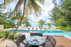 Pool - White Cottage: Luxe Beach Cottage w/Private Pool, Backyard Beach and Dock (East End)