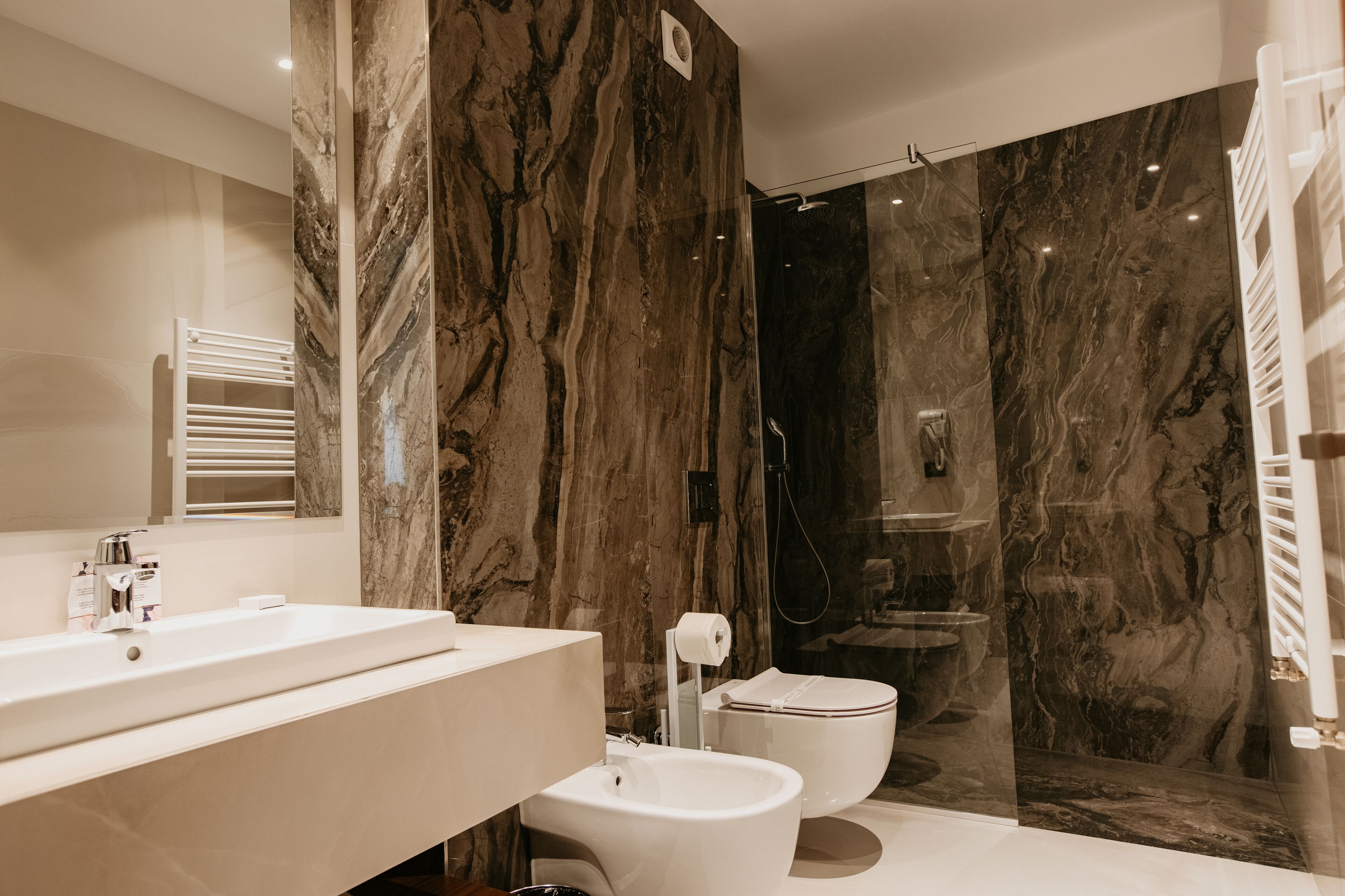 shower, free toiletries, hair dryer, slippers