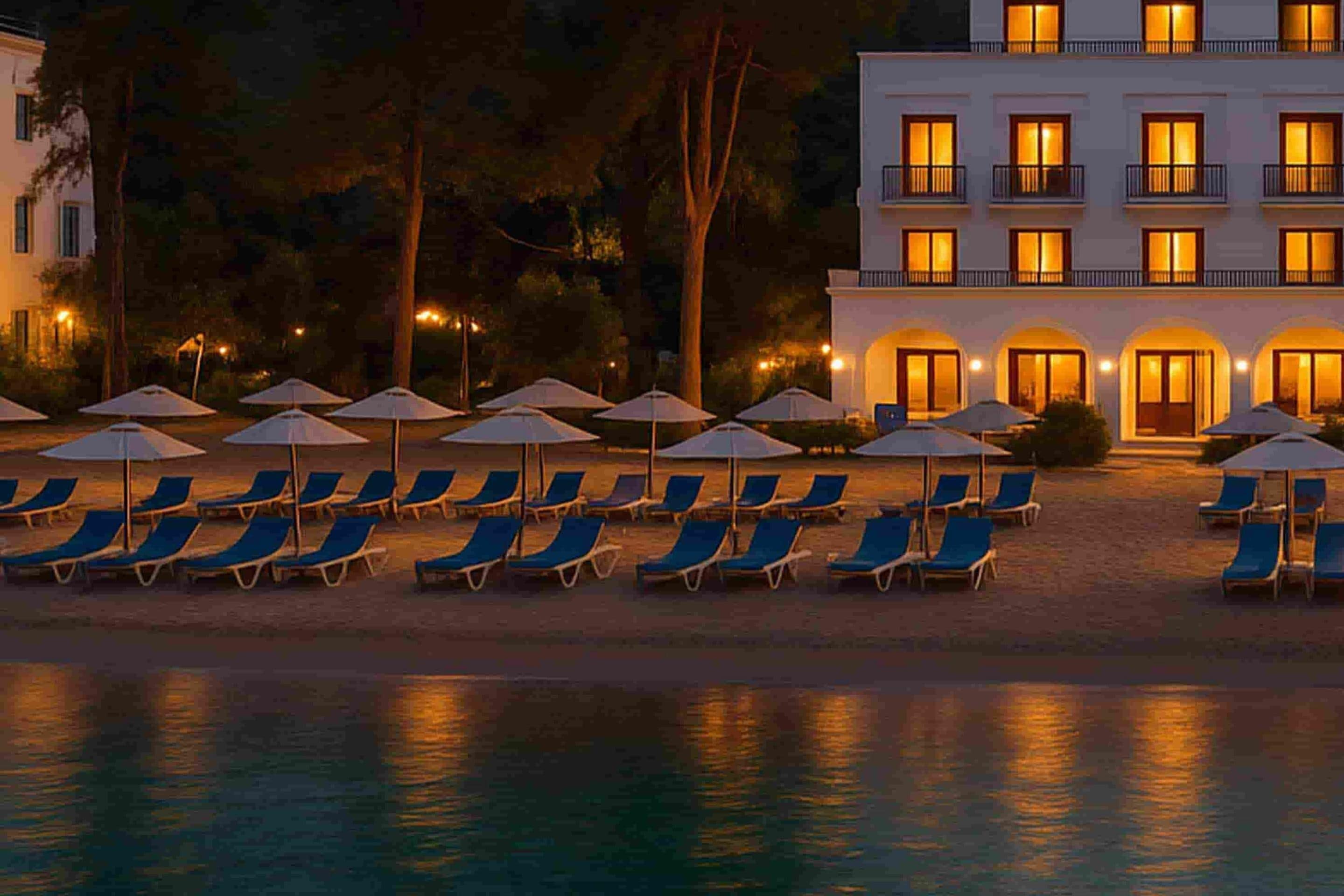 On the beach, free beach cabanas, sun-loungers, beach umbrellas