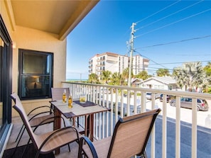 Enjoy a romantic dinner for two on this balcony overlooking the city.