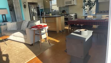 Smart TV, DVD player, books, stereo