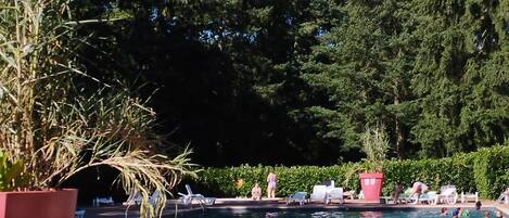 Una piscina al aire libre, una piscina climatizada