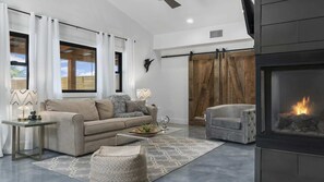 TV, fireplace, offices