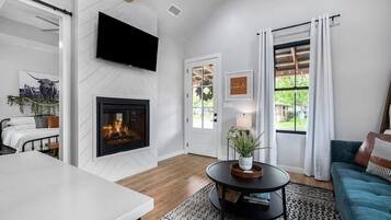 TV, fireplace, offices