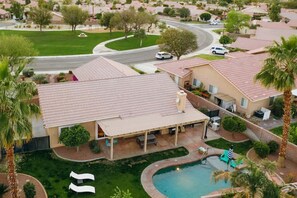Outdoor pool, a heated pool - Ultimate Family-Friendly Oasis w/ Salt Pool & Misting System for Summer! #212048 (La Quinta)