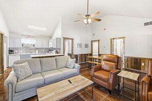 TV, fireplace, table tennis - New Cabin - Riverfront Resort- Hunt, TX (Ingram)