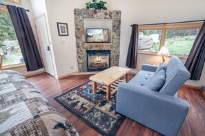 TV, fireplace, DVD player