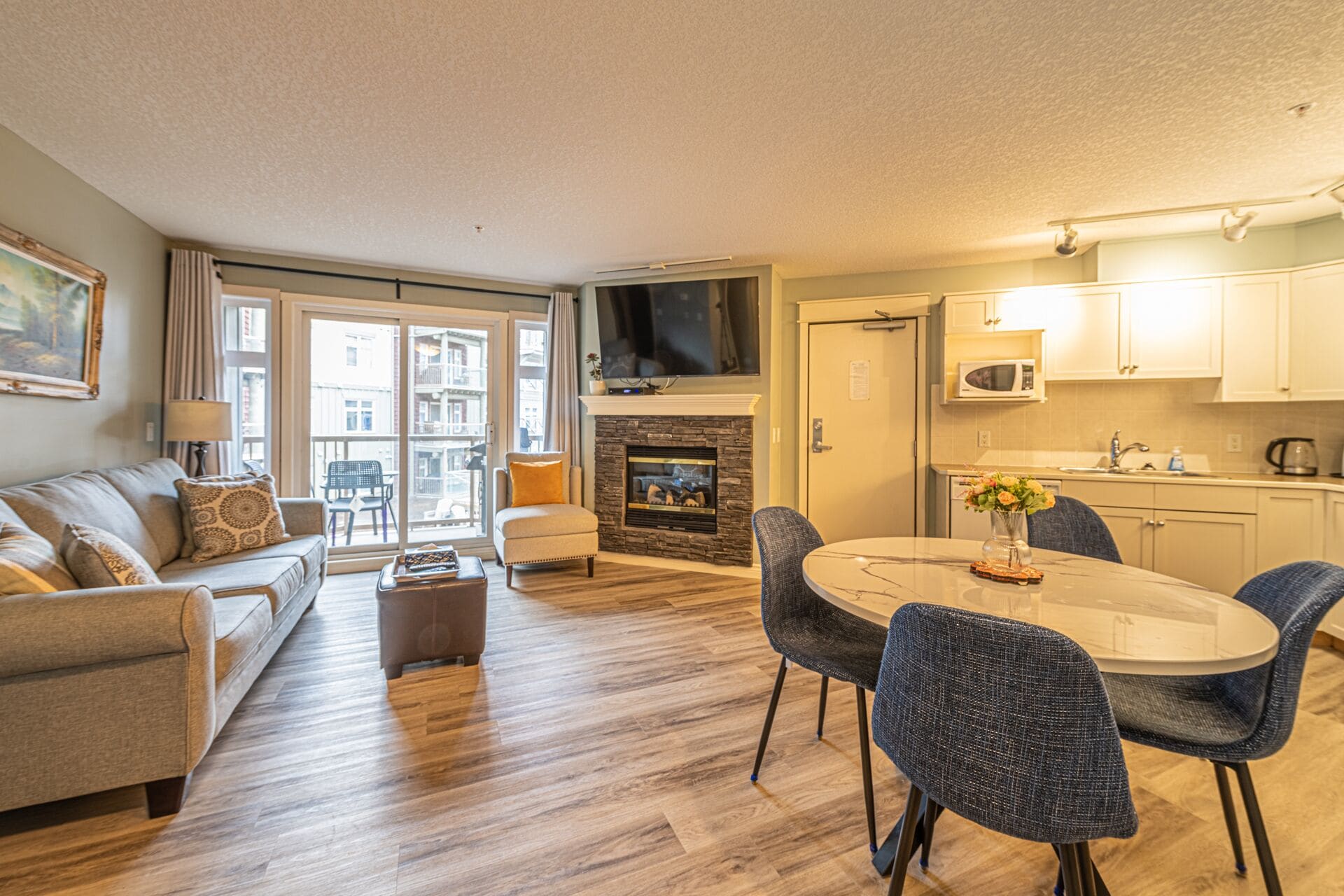Living room and dining area 