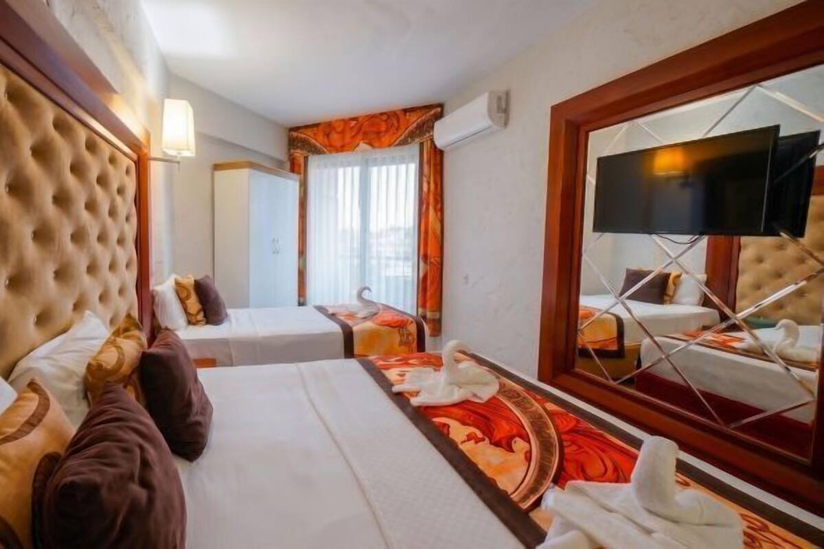 Premium bedding, blackout curtains, bed sheets