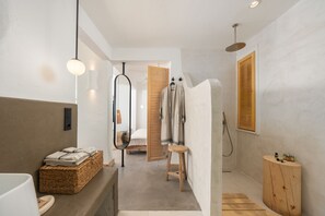 Signature Double Room, 1 King Bed | Bathroom | Shower, free toiletries, hair dryer, slippers - Kalkan Han Hotel (Kas)