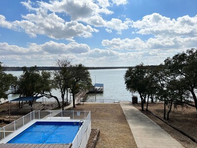 Lakefront Retreat with Pool,  on site Private Boat  Ramp and  2 slip dock.