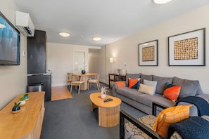 Apartment | Living area | Smart TV, Netflix, streaming services - THE BEACON - 2 BEDROOM TOWN CENTER APARTMENT 614 (Queenstown)