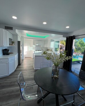 Fridge, microwave, oven, dishwasher