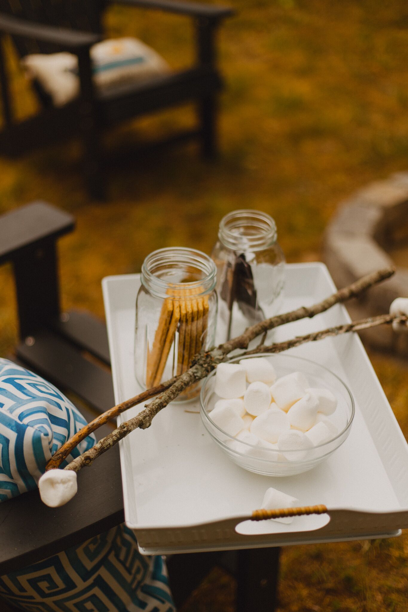 Smore's and comfortable seating in the backyard.