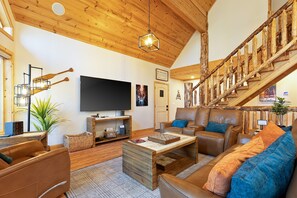 スマートテレビ、暖炉、DVD プレーヤー、書庫