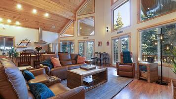 Smart TV, fireplace, DVD player, books