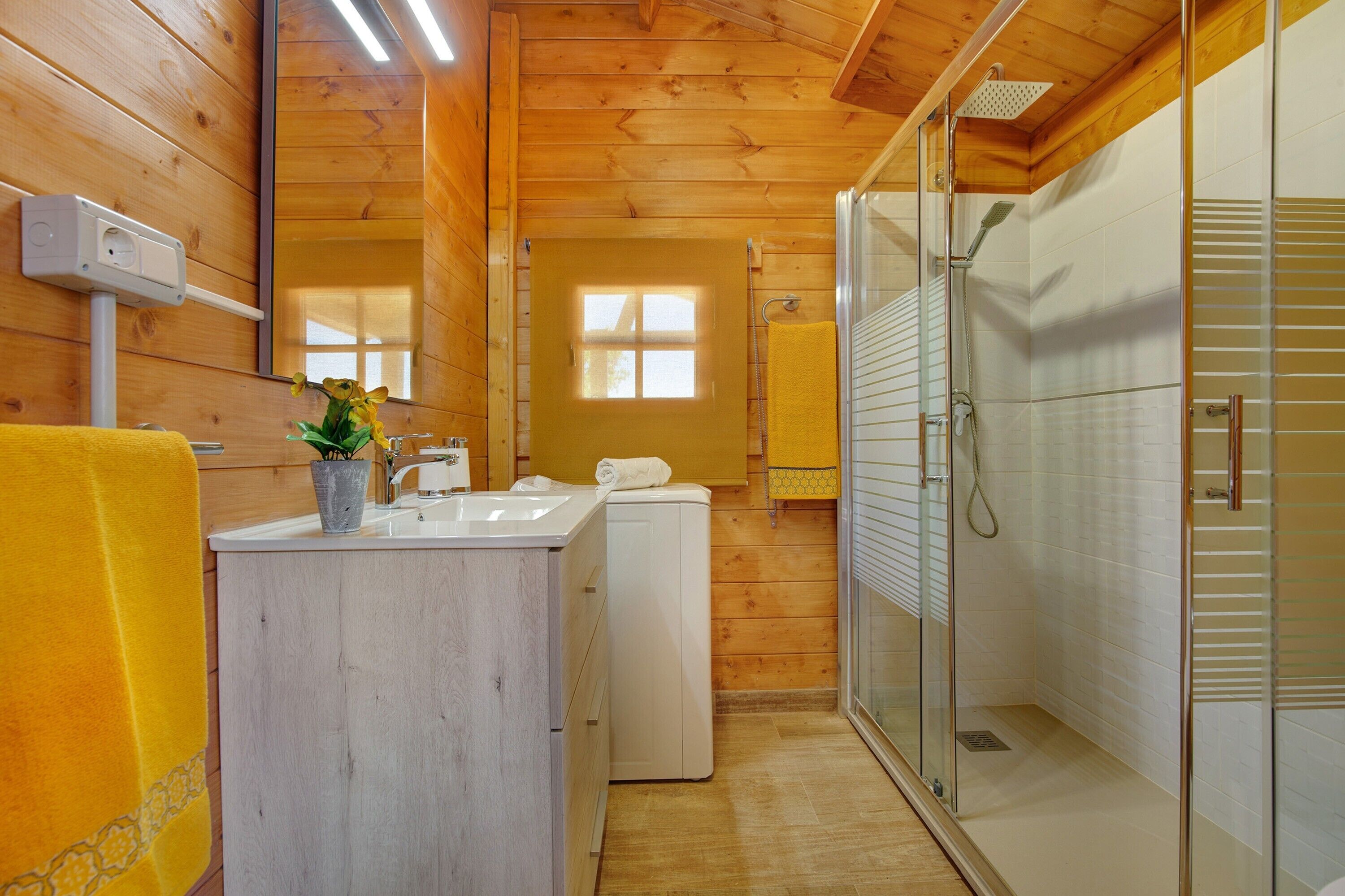 Ducha, secador de pelo y toallas