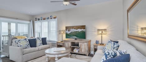 TV, DVD player, video library