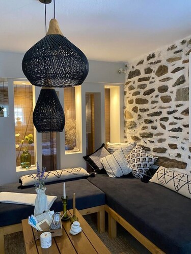 Stone cottage with yard