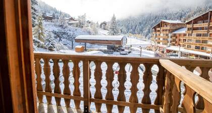 10m du centre station, 3ème étage, vue pistes de ski, balcon, parking, télévision, casier à ski