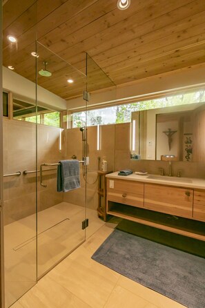 シャワー、タオル、石鹸、トイレットペーパー