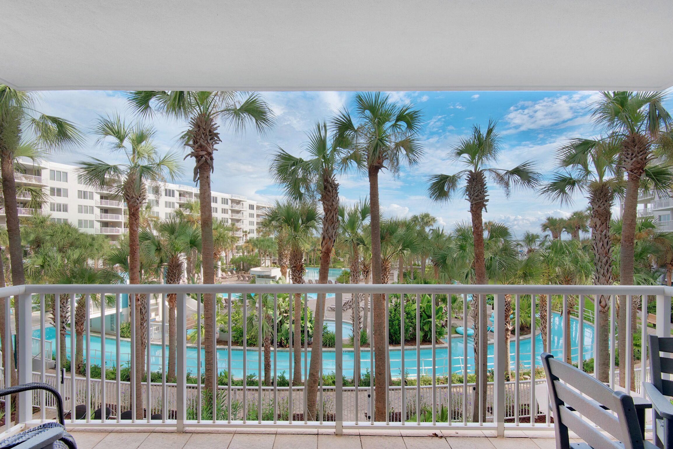 View of Lazy River and multiple pools from the balcony!
