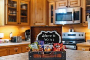 Fridge, microwave, oven, stovetop - New Listing! MINI GOLF! 2BR/2BA Cabin w/HT, Fire Pit, Dog Run & Game Room! (Sevierville)