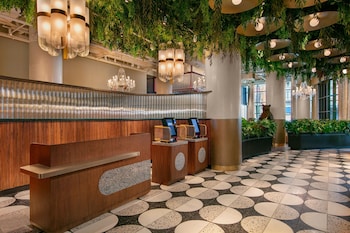 Check-in/check-out kiosk at Moxy NYC Lower East Side