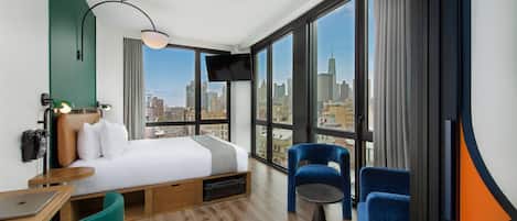 Executive-værelse - 1 kingsize-seng - byudsigt | Allergivenligt sengetøj, pengeskab på værelset, skrivebord