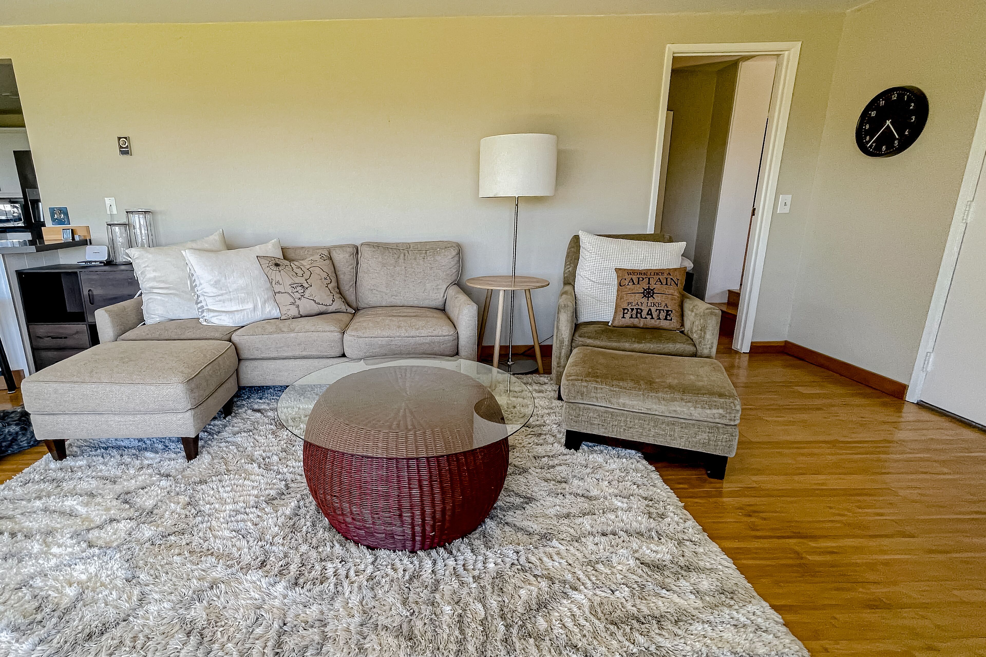 Ocean view home with incredible setting & deck - walk to the beach, near town