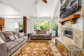 TV, fireplace - Ski-in/out home with fast WiFi, mountain views & deck - near hiking & town (Girdwood)