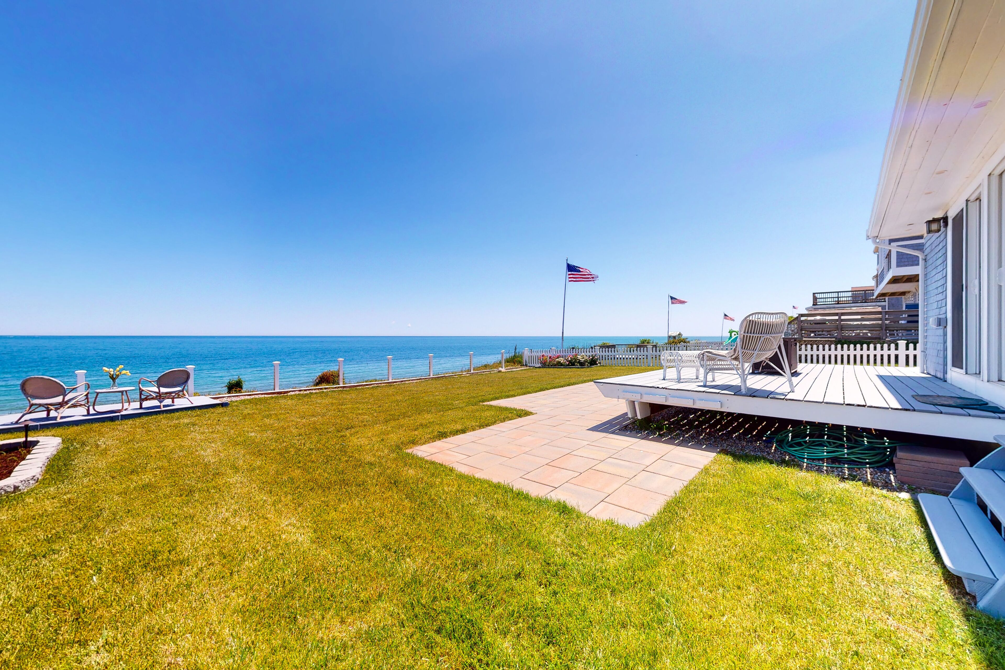Beachfront home with large deck, firepit, grill, bay & beach views, gas grill