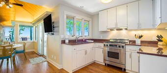 Secluded lake-view home with large deck, private gas grill, AC