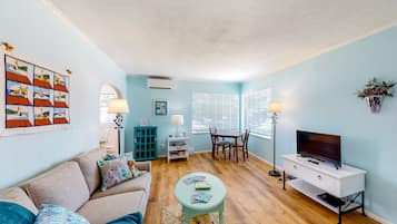 TV, DVD player, video library