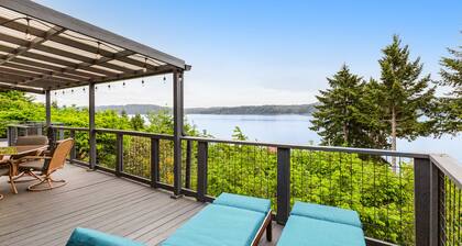 Water-view home overlooking Hood Canal with large deck & firepit - dog-friendly