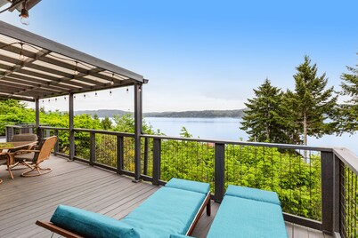Water-view home overlooking Hood Canal with large deck & firepit - dog-friendly