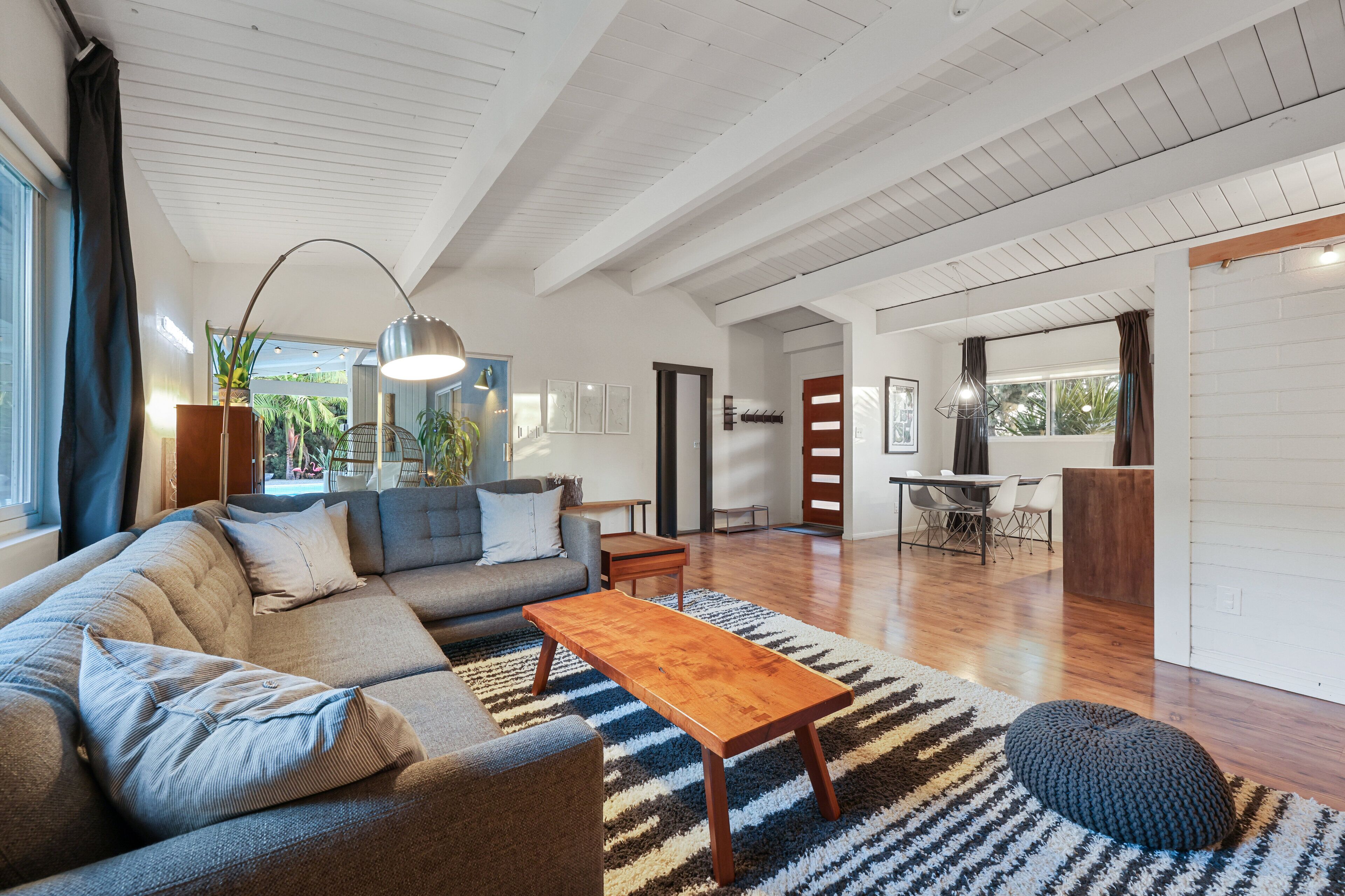 Smart TV, fireplace, foosball