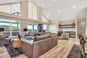 TV, fireplace, video games, DVD player