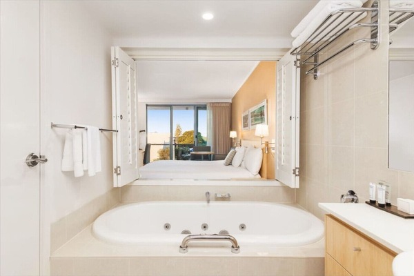 Spa with view to bedroom and out onto the balcony