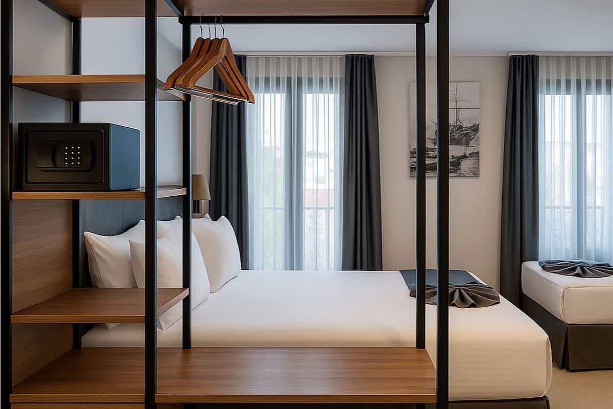 Quarto triplo superior | 1 quarto, roupas de cama premium, frigobar, cofres nos quartos