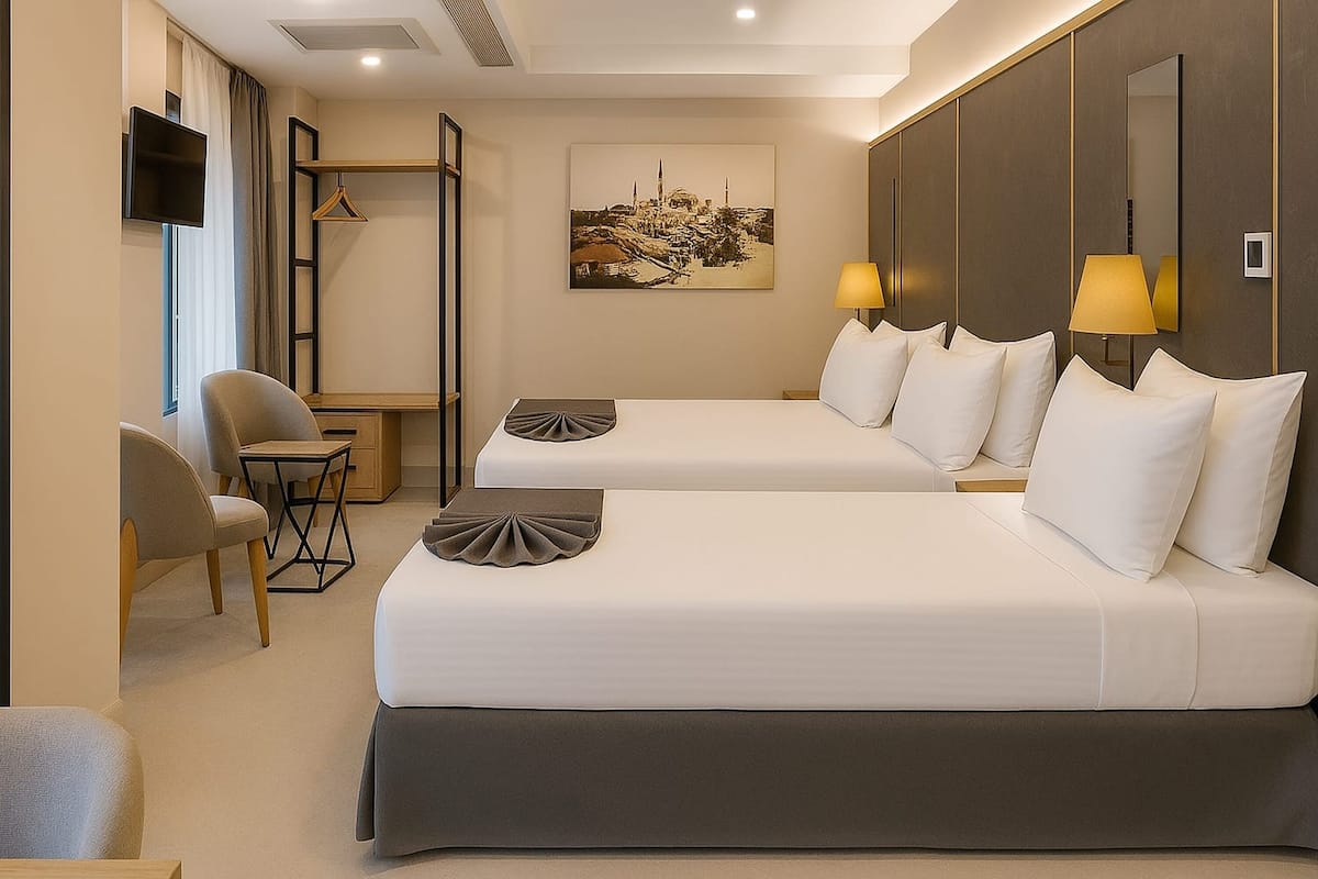 Quarto triplo standard, no piso térreo | 1 quarto, roupas de cama premium, frigobar, cofres nos quartos