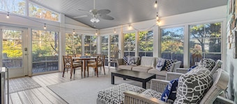 Dewey Beach home with enclosed lanai, hot tub, patio & firepit - 1 dog welcome