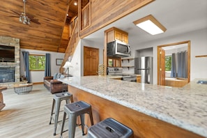 Fridge, microwave, oven, stovetop - Updated Lake House, set atop the hill overlooking beautiful Deer Water Lake. (Rogers)