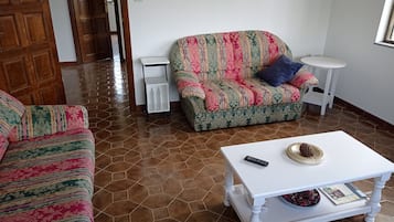TV, mesa de pingue-pongue, livros