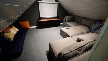 TV, fireplace, foosball, table tennis