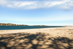 On the beach, white sand