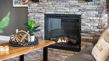 Smart TV, fireplace, video games