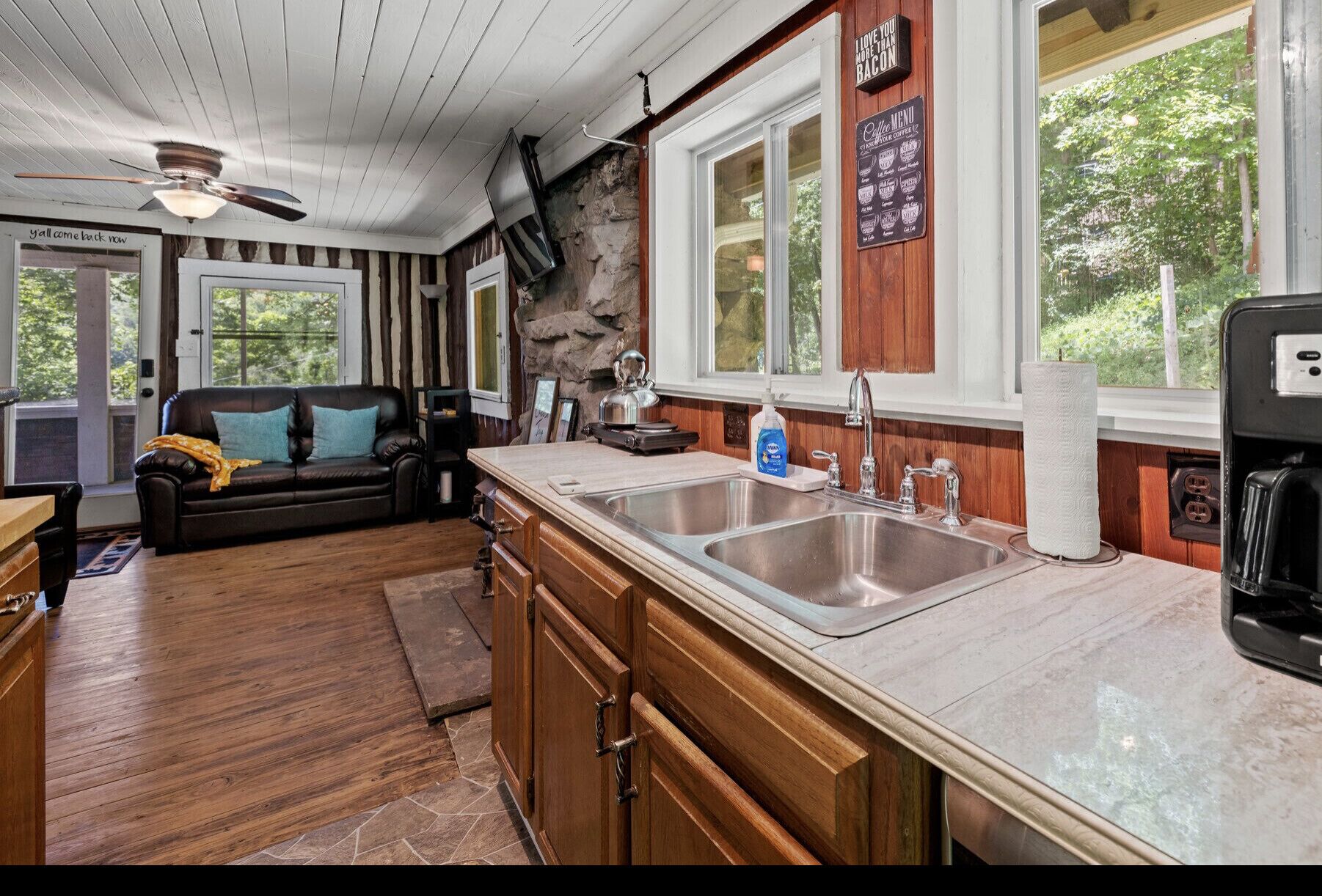 rustic cozy cabin with porches
