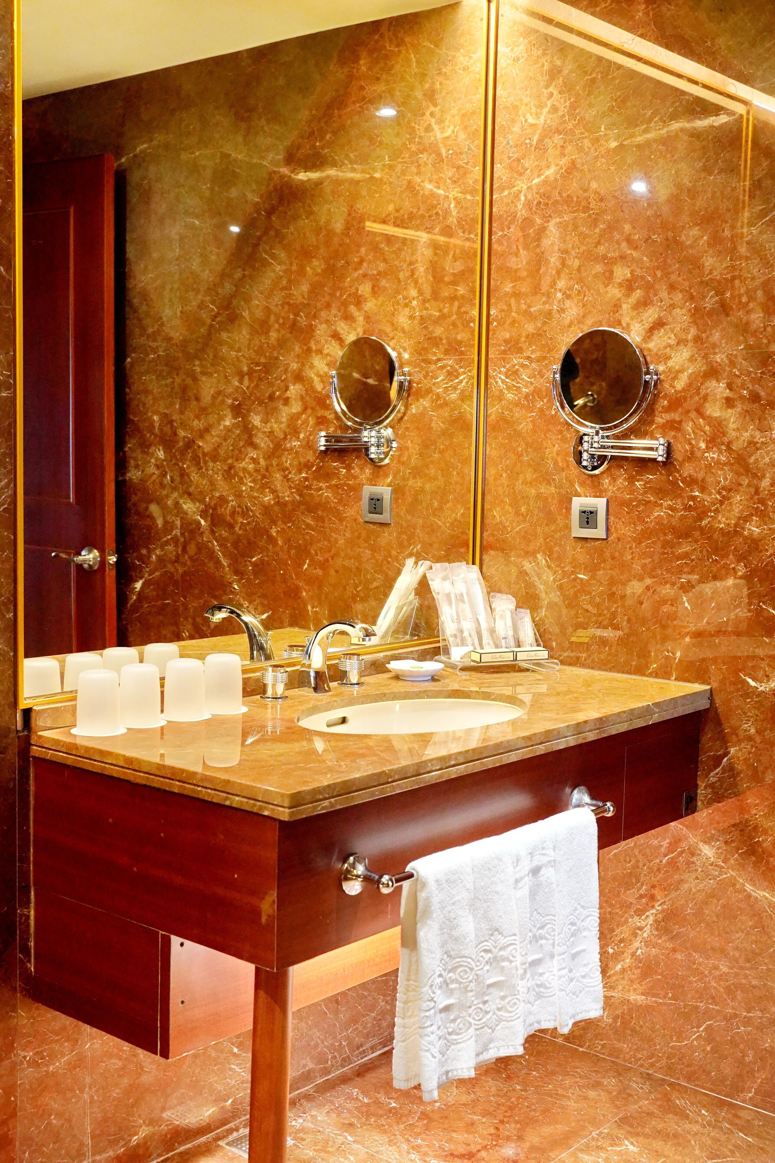 premium room | bathroom | rainfall showerhead, hair dryer, slippers, electronic bidet